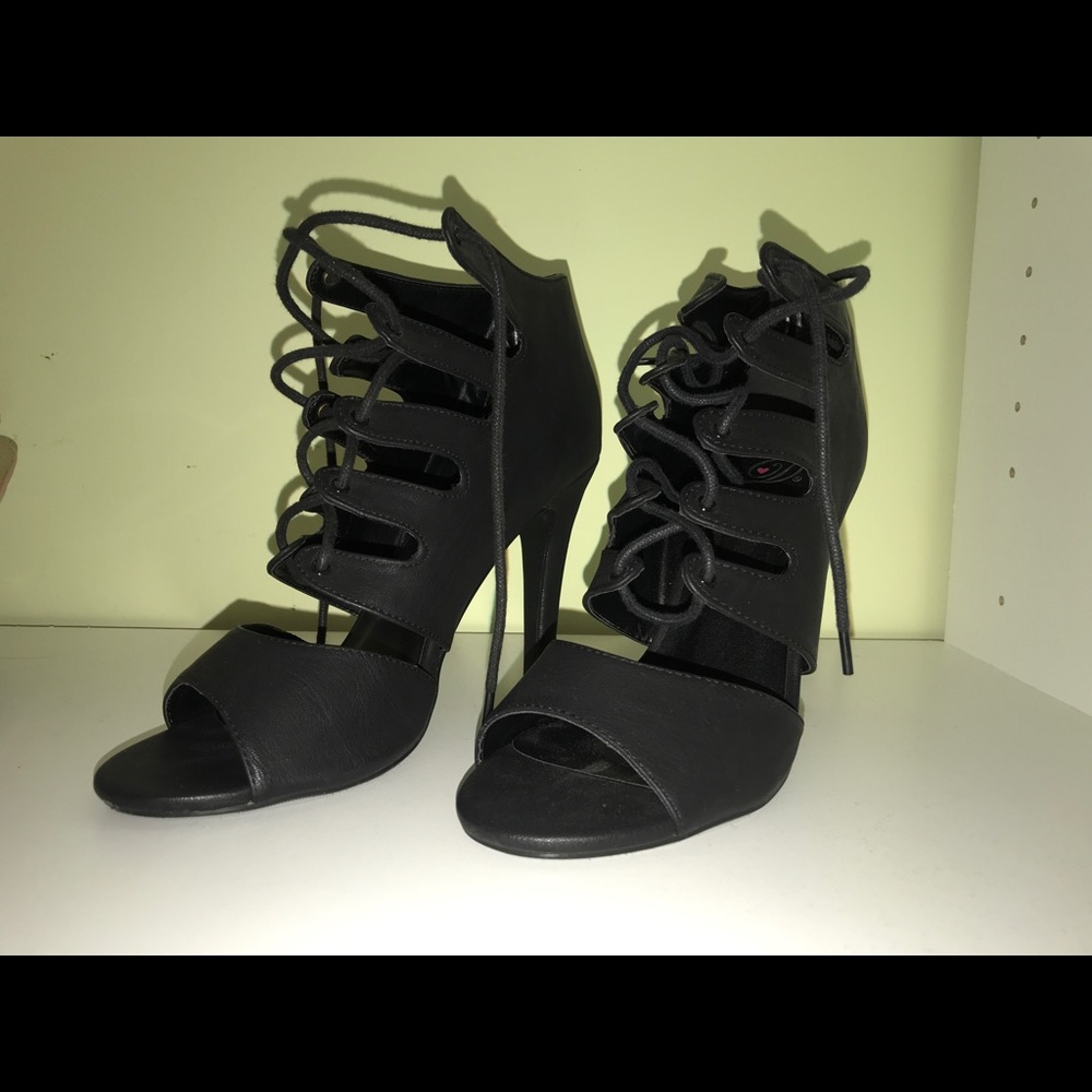 Black Laceup Heels